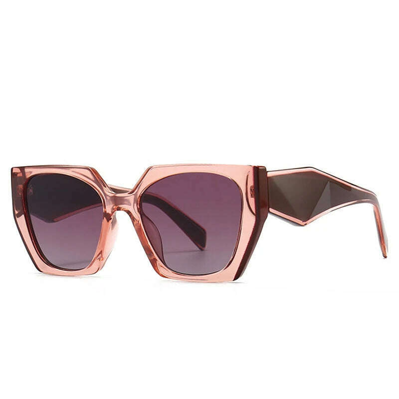 SO&amp;EI Retro Polygon Cat Eye Colorful Sunglasses Women Fashion Brand Designer Clear Gradient Shades UV400 Men Sun Glasses - KIMLUD