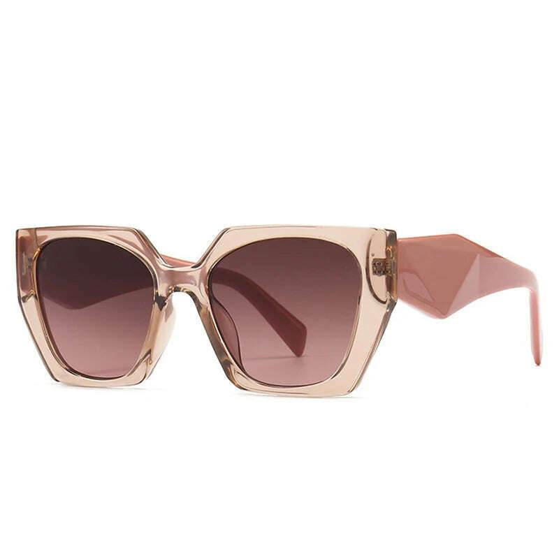 SO&amp;EI Retro Polygon Cat Eye Colorful Sunglasses Women Fashion Brand Designer Clear Gradient Shades UV400 Men Sun Glasses - KIMLUD