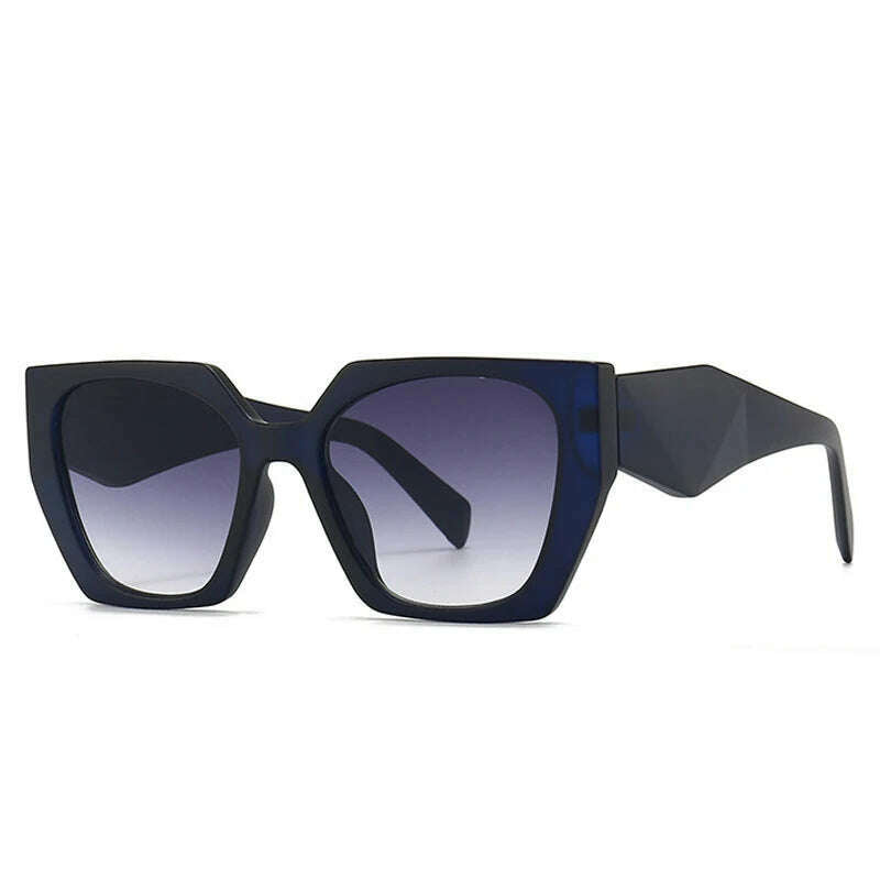 SO&amp;EI Retro Polygon Cat Eye Colorful Sunglasses Women Fashion Brand Designer Clear Gradient Shades UV400 Men Sun Glasses - KIMLUD