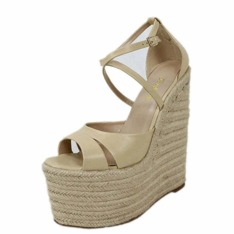 Sorbern Rope Wedge Heels 18Cm High Heels Size 13 Shoes For Women Plus Size 34-46 Custom Open Toe Sandals 2018 New Arrivals - KIMLUD