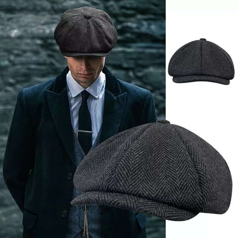 Spring Autumn Classic Herringbon Beret Tommy Shelby Hat Retro British Newsboy Cap Gatsby Octagonal Hats NZ295 - KIMLUD