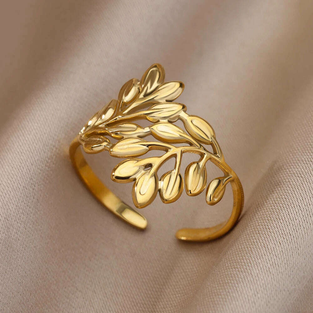 Stainless Steel Rings For Women Men Gold Color Hollow Wide Ring Female Male Engagement Wedding Party Finger Jewelry Gift Trend - KIMLUD