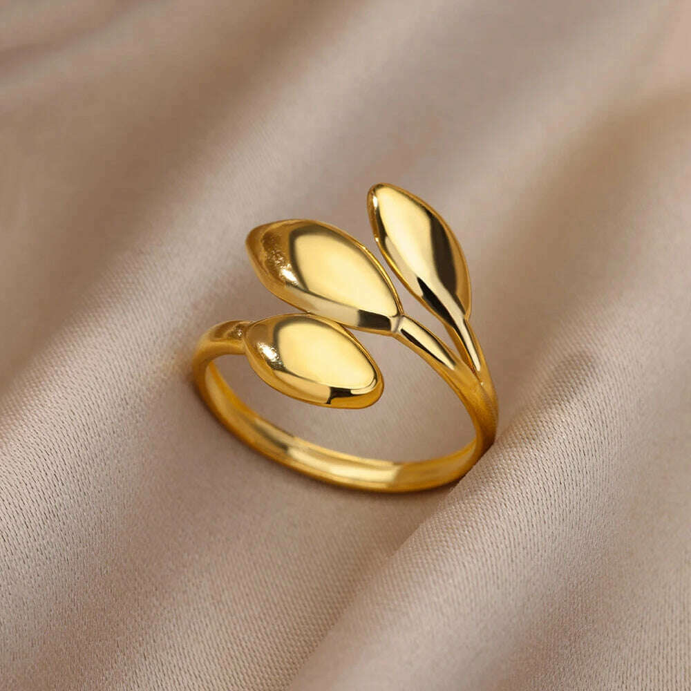 Stainless Steel Rings For Women Men Gold Color Hollow Wide Ring Female Male Engagement Wedding Party Finger Jewelry Gift Trend - KIMLUD