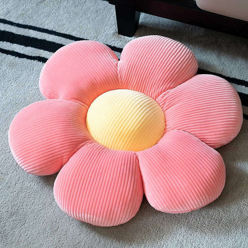 Stuffed Six Petal Flower Cushion Girly Room Decor SunflowerSetting for Kids Bedroom Seat Pillow Pillow Bay Window Pink Flower - KIMLUD