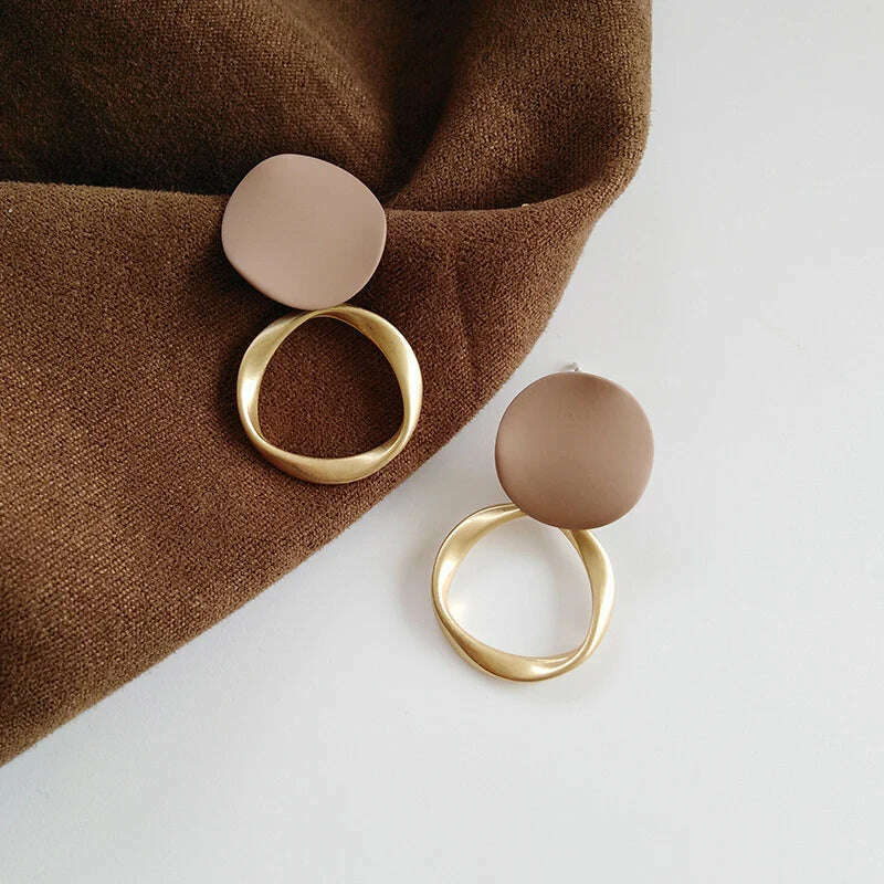 Sweet Burgundy Enamel Heart Earrings for Women Girl Gold Color Metal Love Heart Hanging Dangle Earrings Vintage Jewelry - KIMLUD