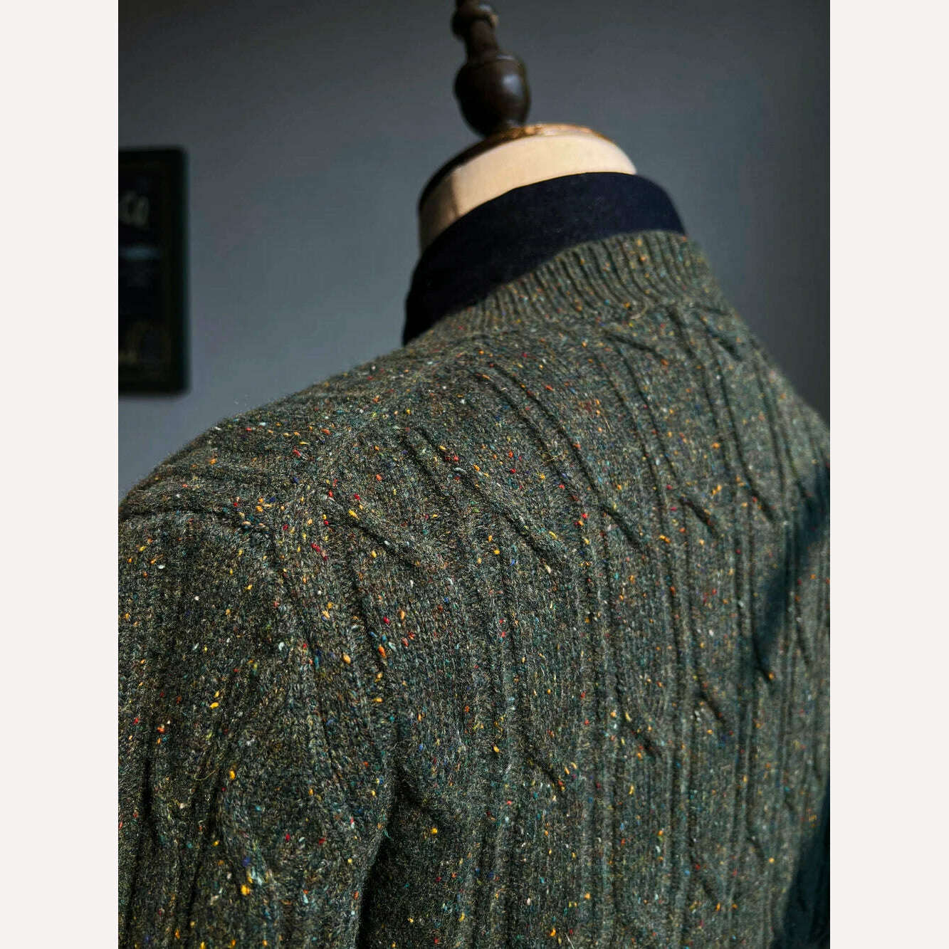 Tailor Brando Vintage V-Neck Aran Sweater 80% Australian Wool Knit Twisted Knit Pullover Sweater - KIMLUD