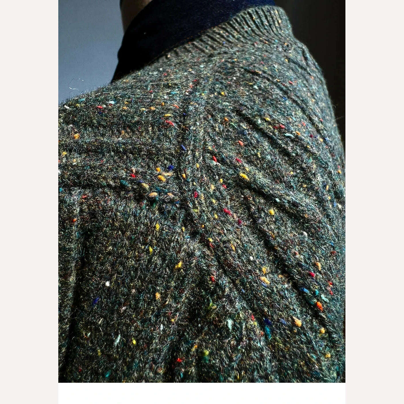 Tailor Brando Vintage V-Neck Aran Sweater 80% Australian Wool Knit Twisted Knit Pullover Sweater - KIMLUD