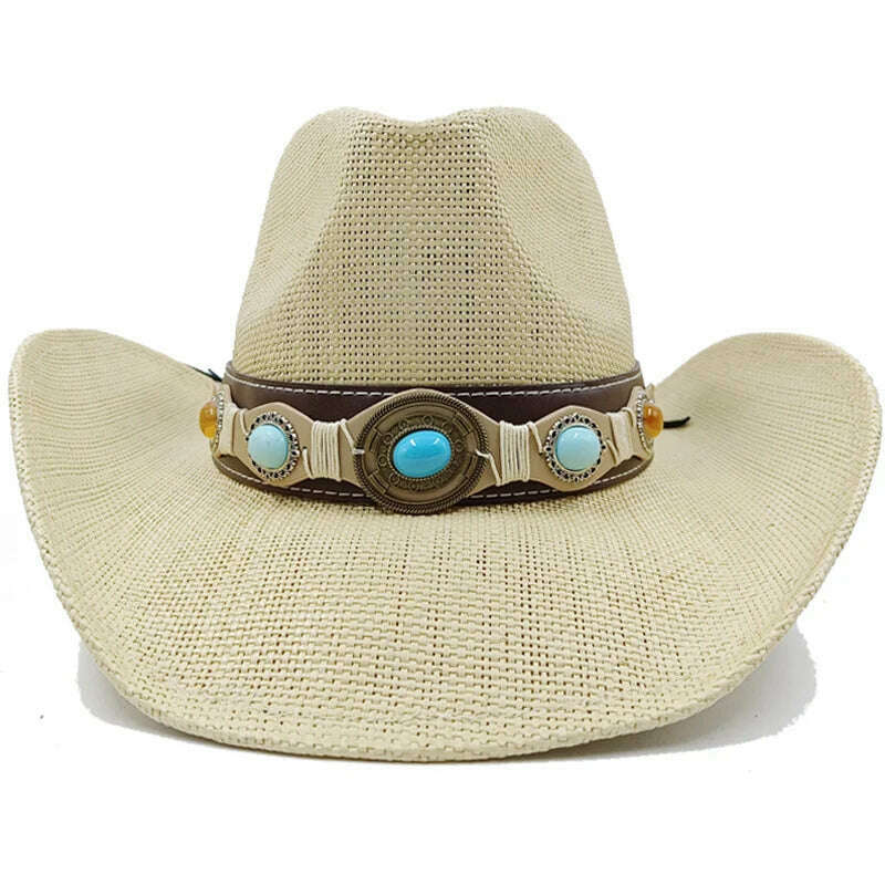 Thickened Cowboy Hat Vintage Straw Hat 2023 New Men's and Women's Jazz Large Size Cowboy Hat Straw Hat Sun Hat Summer Hat - KIMLUD
