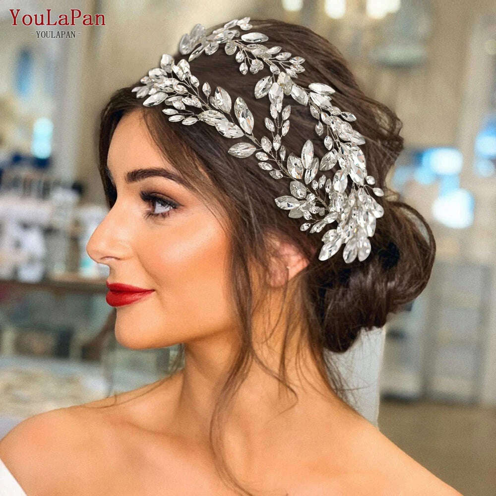 KIMLUD, TOPQUEEN HP304 Bridal Crowns and Tiaras Woman Headgear Rhinestone Hairbands Wedding Accessories Bride Headband Headdresses, KIMLUD Womens Clothes