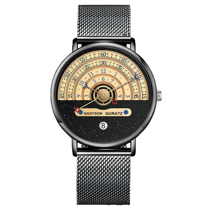 KIMLUD, Unusual Creativity Fashion Casual Sport Watches Men Silver Mesh Band Auto Date Quartz Wristwatches Men Relogio Masculino 2023, Black Rose / CHINA, KIMLUD APPAREL - Womens Clothes