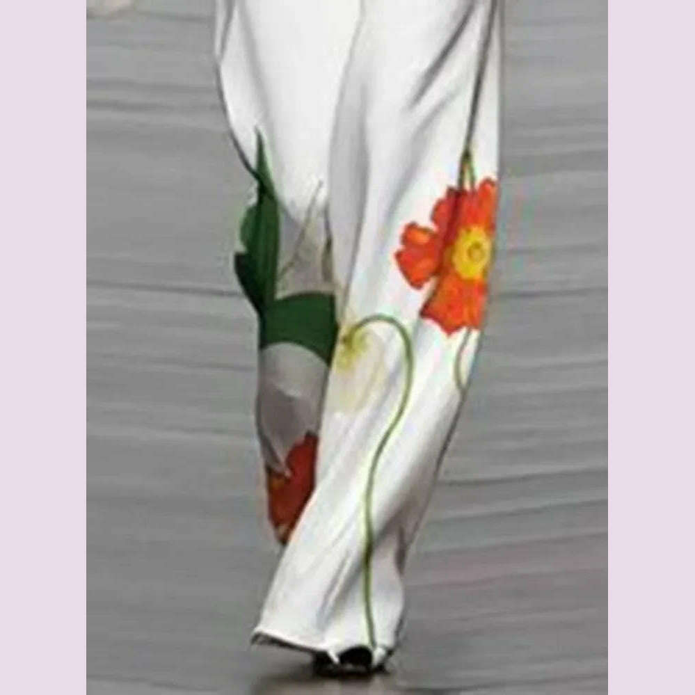 KIMLUD, UOOZEE Women's Fashion Floral Printed Sleeveless High Neck Vest Tops & Elastic High Waisted Loose Straight Leg Pants 2024 New, KIMLUD Womens Clothes