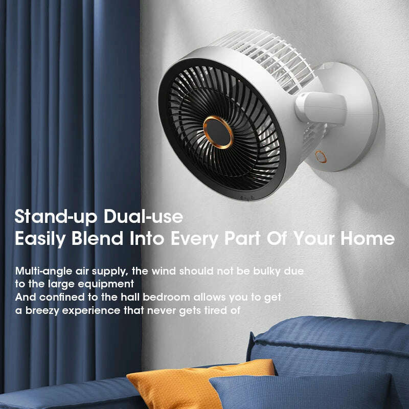 USB Air Circulation Electric Fan Non Rechargeable Table Desktop Portable Wall Mounted 360 Degree Rotation with Light for Home - KIMLUD