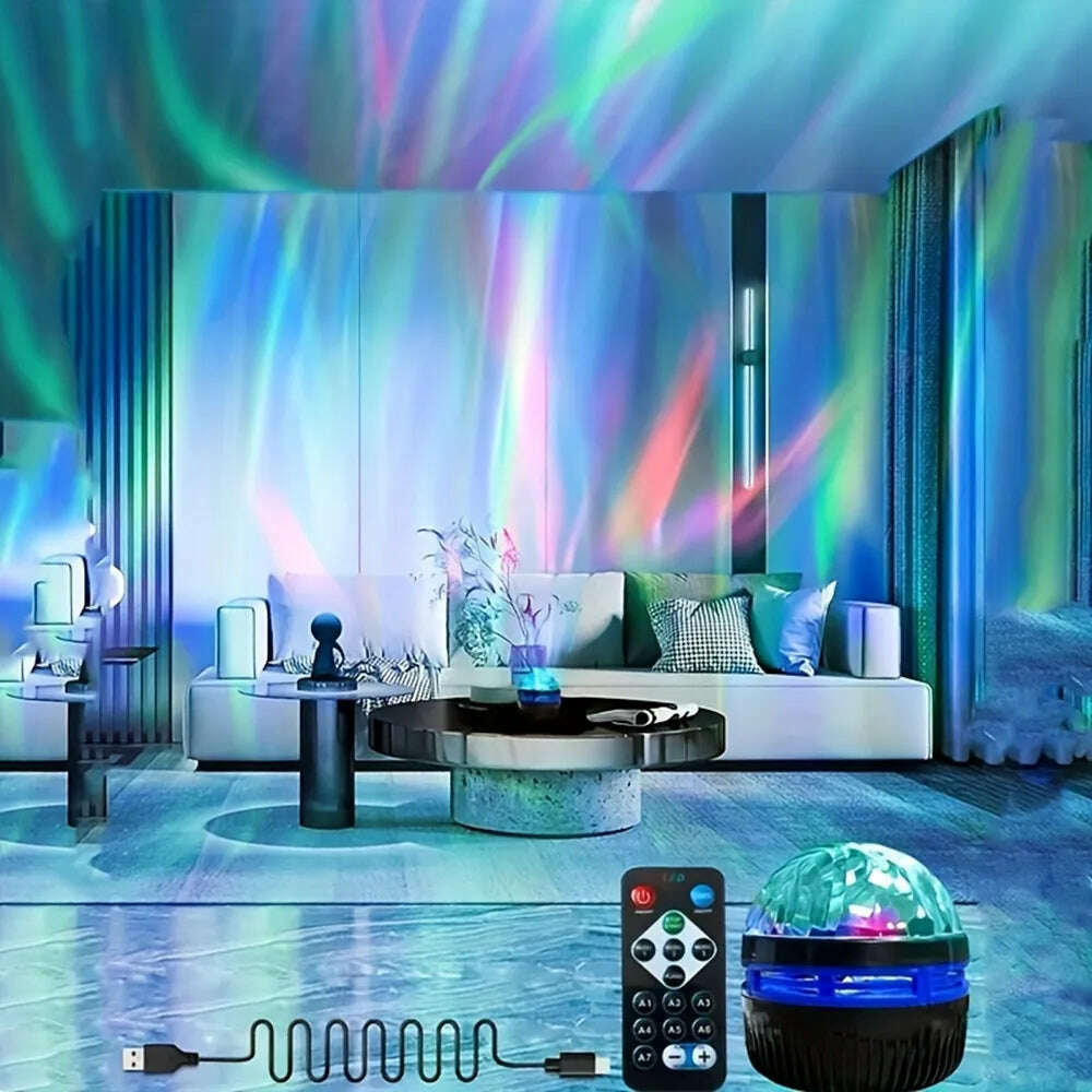 USB LED NightLights Galaxy Starry Sky Projector Aurora Lamp DC 5V RGB Colorful Remote Control Rotating Lighting for Home Decor - KIMLUD