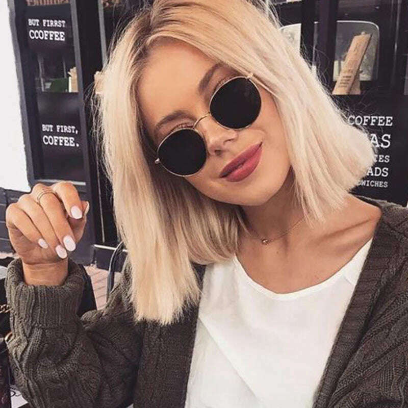 Vintage Alloy Women Sunglasses Luxury Brand Designer Classic Small Frame Driving Mirror Eyewear Oculos De Sol Masculino - KIMLUD