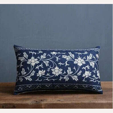 Vintage Blue White Porcelain Pillow Cover Home Decor Pillow Cushion Cover Floral Linen Pillow Case Sofa Cushions - KIMLUD