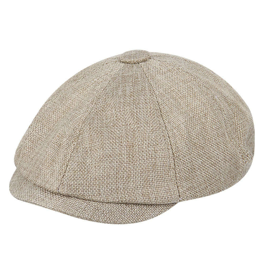 Vintage Newsboy Caps Men Women Berets Hat Classic Plaid Stripe Beret Winter Cotton Flat Cap British Painter Hats Herringbone Hat - KIMLUD