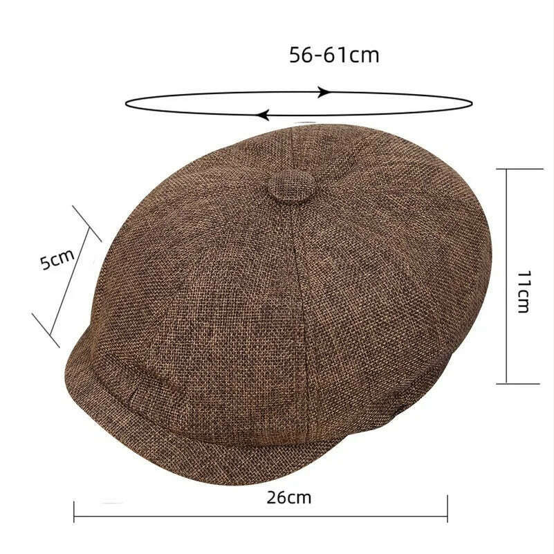 Vintage Newsboy Caps Men Women Berets Hat Classic Plaid Stripe Beret Winter Cotton Flat Cap British Painter Hats Herringbone Hat - KIMLUD