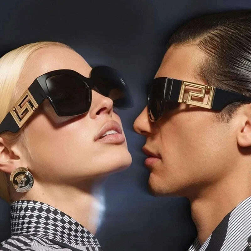 Vintage Oversize Sunglasses Men Women 2024 Luxury Brand Design Fashion UV400 Eyewear Trendy Square Gradient Shades Sun Glasses - KIMLUD