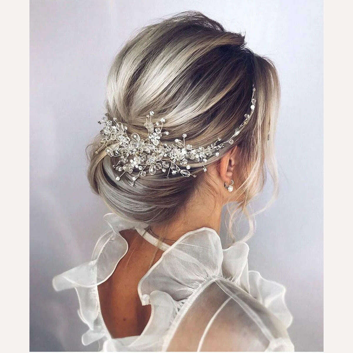 Vintage Rose gold Silver Wedding Accessories bridal headwear Shiny Crystal Hair comb Elegant banquet for women - KIMLUD