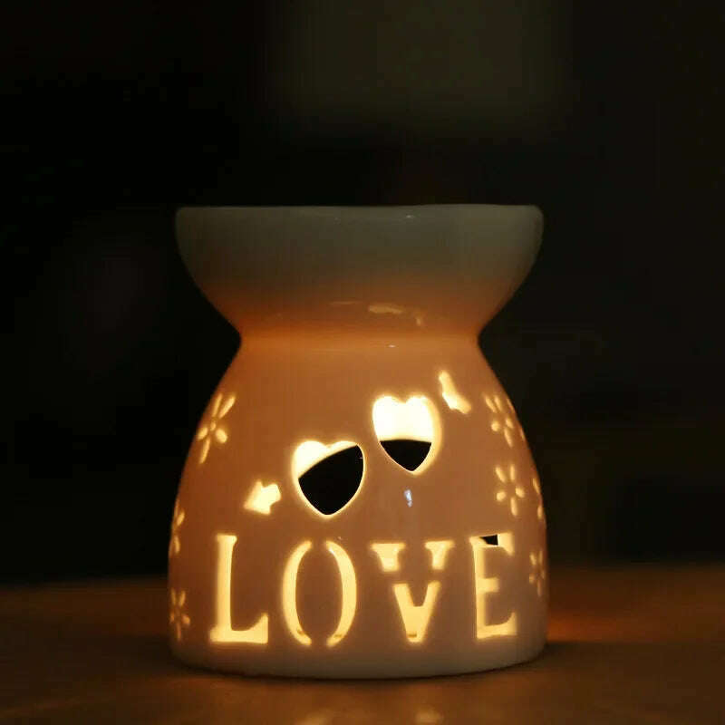 Wax Melt Essential Oil Burner, Ceramic Aroma Burners Diffuser Holder Aromatherapy Tarts Assorted Wax Scented Candle Warmer - KIMLUD