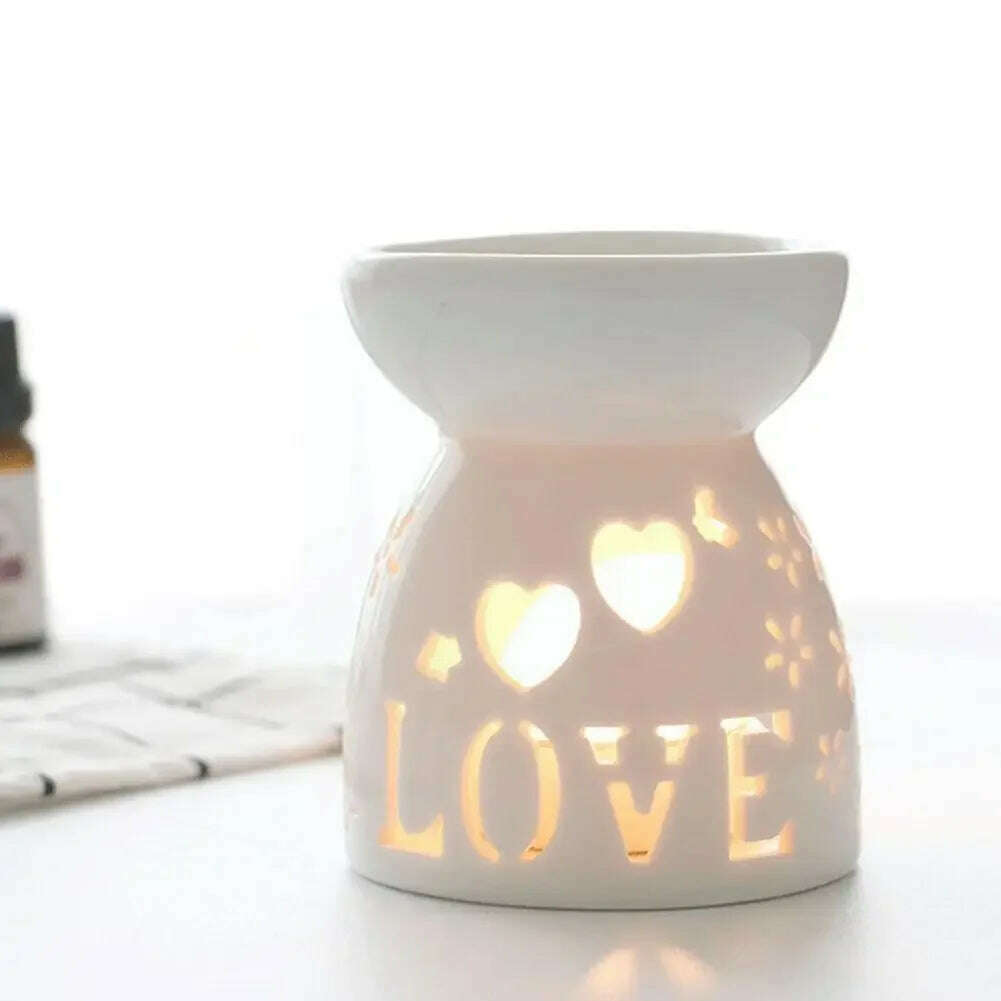Wax Melt Essential Oil Burner, Ceramic Aroma Burners Diffuser Holder Aromatherapy Tarts Assorted Wax Scented Candle Warmer - KIMLUD