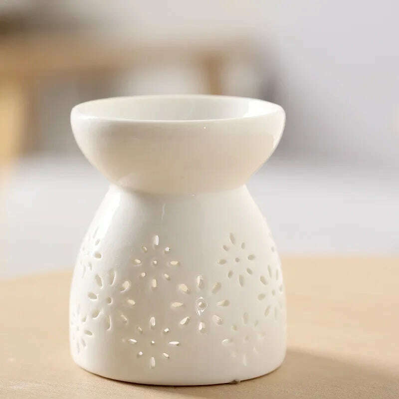Wax Melt Essential Oil Burner, Ceramic Aroma Burners Diffuser Holder Aromatherapy Tarts Assorted Wax Scented Candle Warmer - KIMLUD