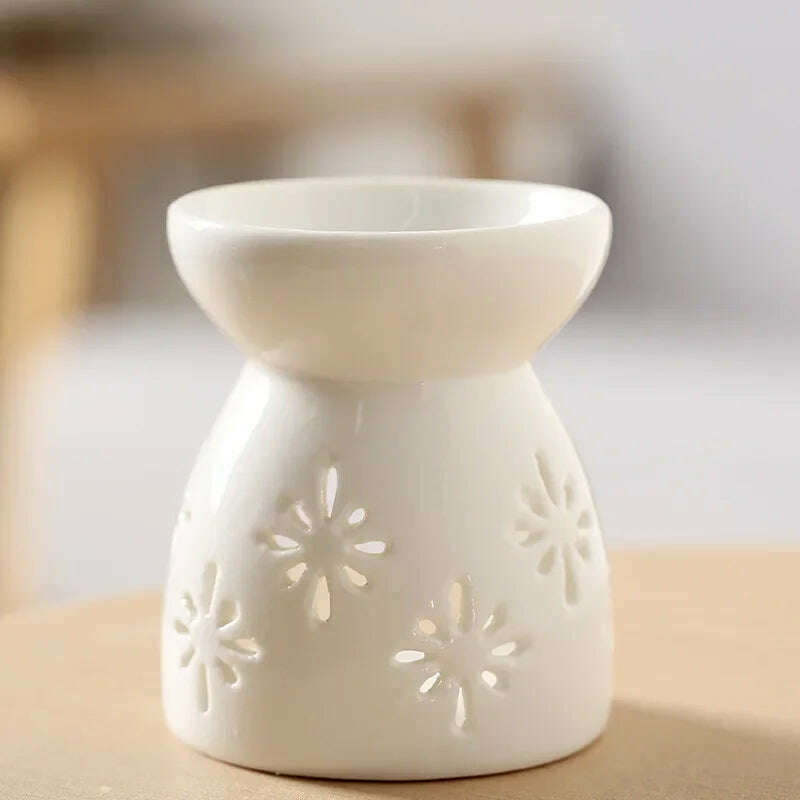 Wax Melt Essential Oil Burner, Ceramic Aroma Burners Diffuser Holder Aromatherapy Tarts Assorted Wax Scented Candle Warmer - KIMLUD
