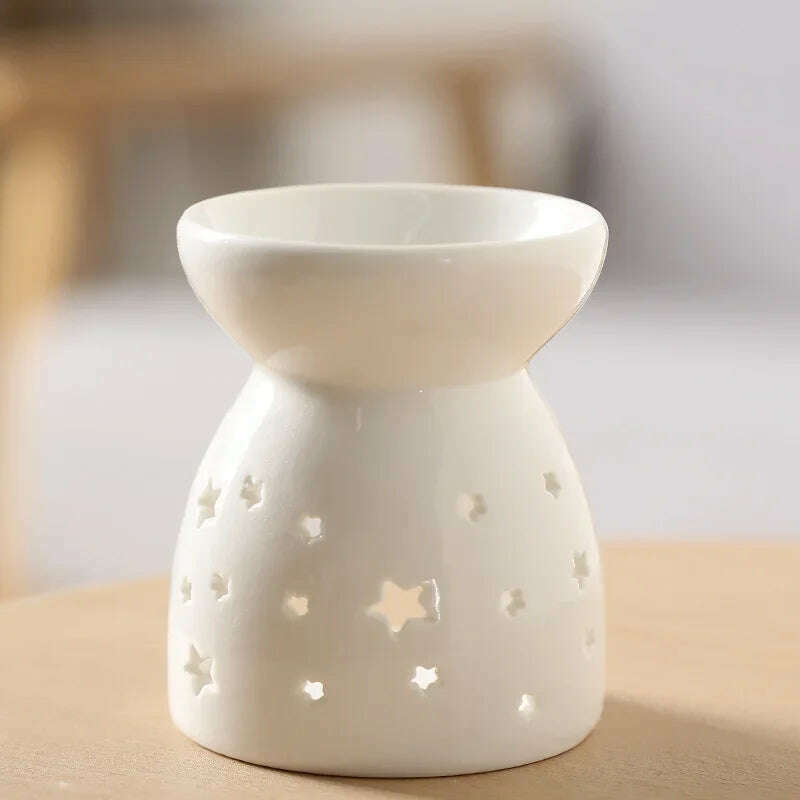 Wax Melt Essential Oil Burner, Ceramic Aroma Burners Diffuser Holder Aromatherapy Tarts Assorted Wax Scented Candle Warmer - KIMLUD