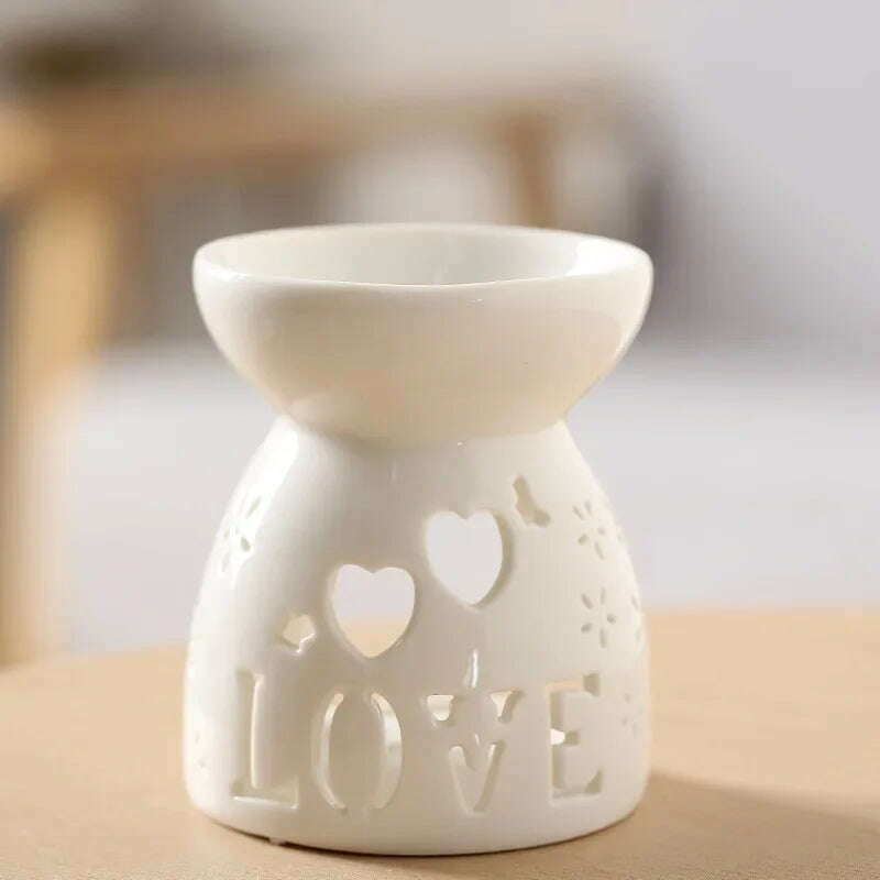 Wax Melt Essential Oil Burner, Ceramic Aroma Burners Diffuser Holder Aromatherapy Tarts Assorted Wax Scented Candle Warmer - KIMLUD