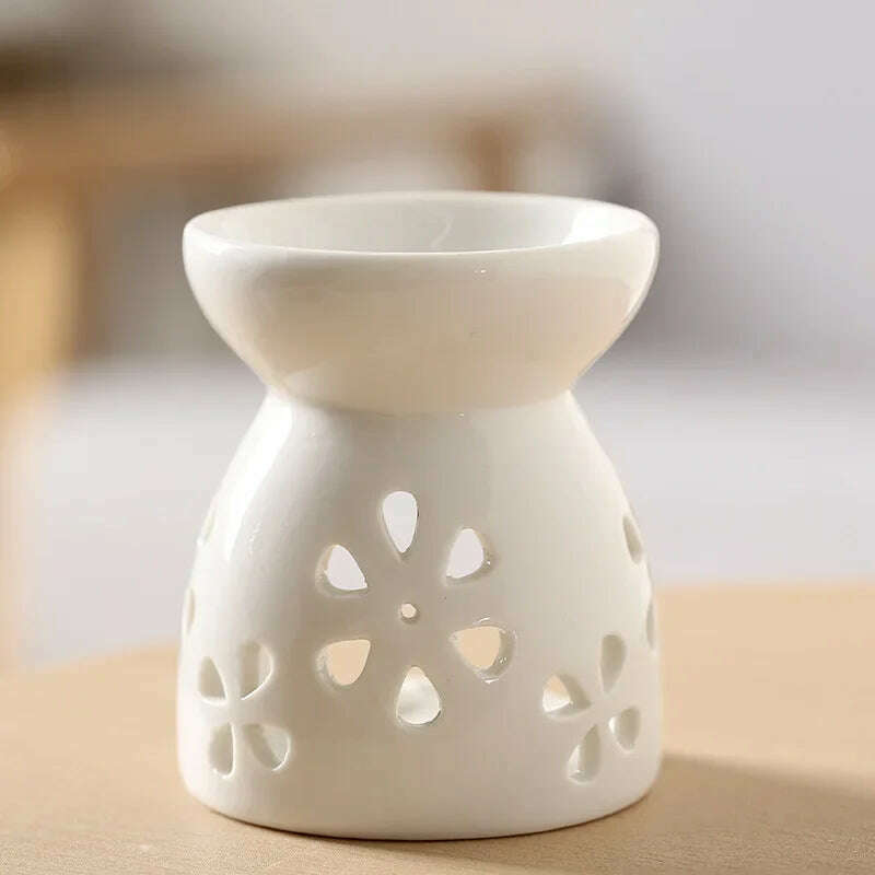 Wax Melt Essential Oil Burner, Ceramic Aroma Burners Diffuser Holder Aromatherapy Tarts Assorted Wax Scented Candle Warmer - KIMLUD