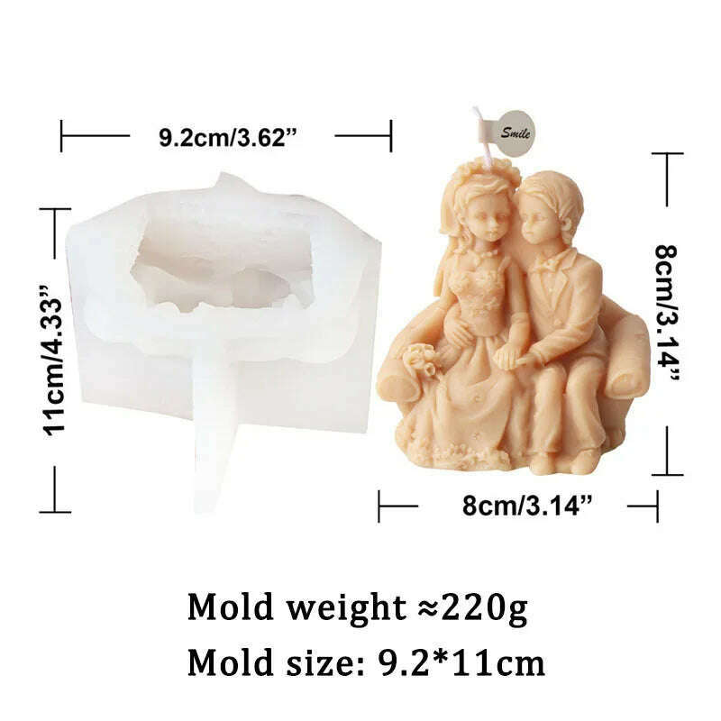 Wedding Ceremony Candle Silicone Mold Bride and groom Sweet Companion DIY Scented Candle Gypsum Mould Valentine's Day Decor Gift - KIMLUD