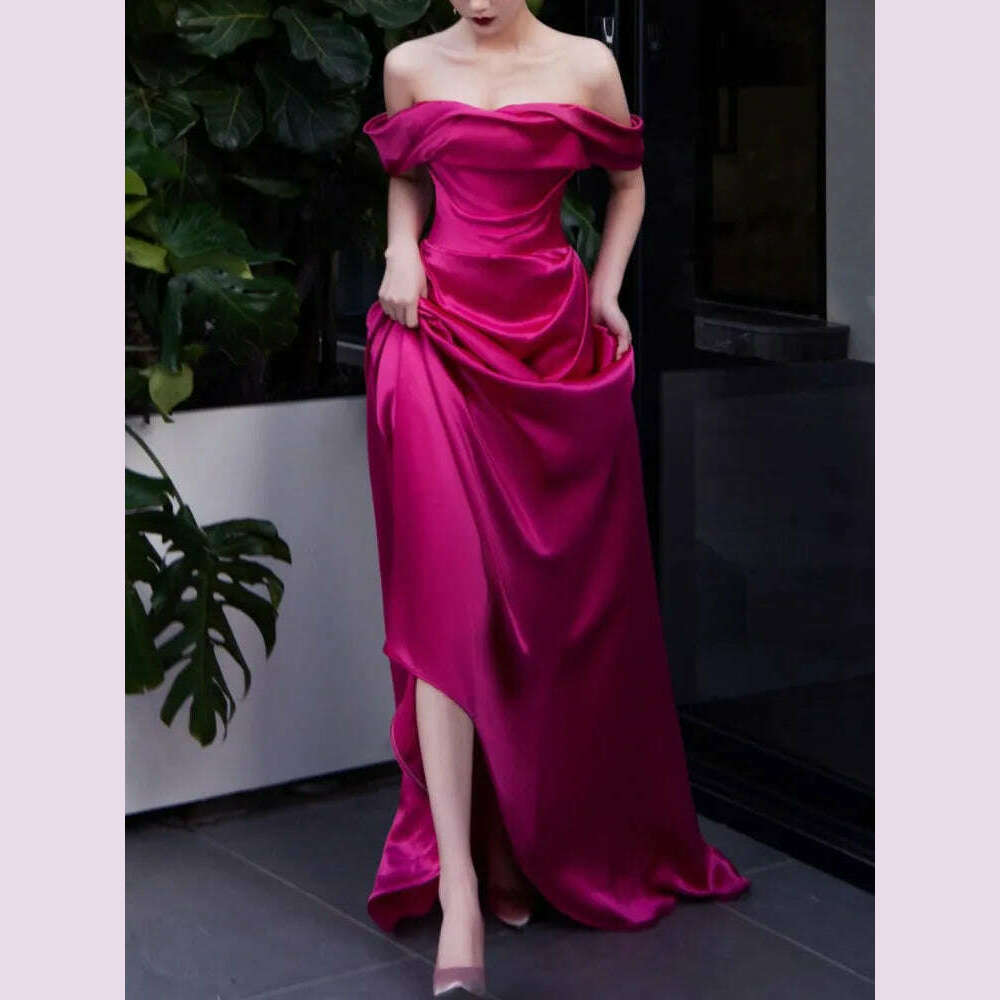 Wedding Elegant Party Dresses for Women 2023 Autumn Casual Evening Korean Style Midi Dress Female Slash Neck Vintage Dresses New - KIMLUD