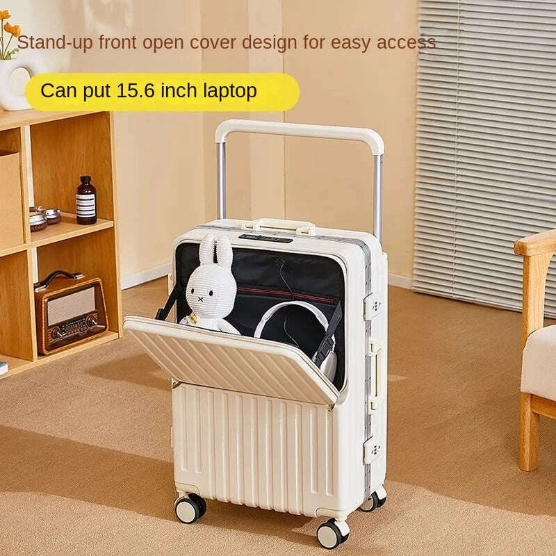 KIMLUD, Wide Handle Front Opening Luggage 20" Suitcase Laptop Bag Multifunction Password Trolley Case Carrier 28-inch Large Capacity, KIMLUD Womens Clothes