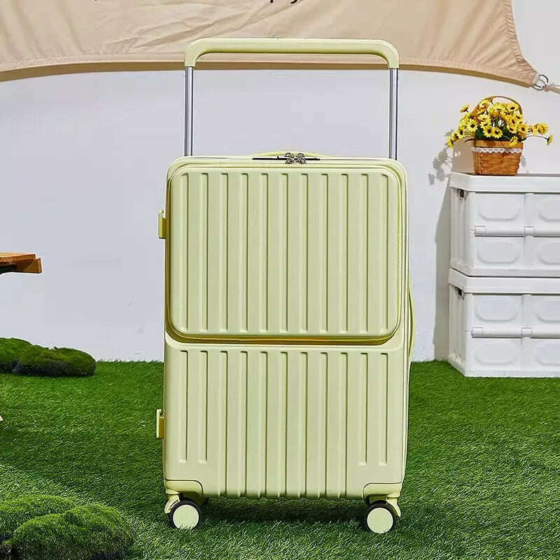 KIMLUD, Wide Handle Front Opening Luggage 20" Suitcase Laptop Bag Multifunction Password Trolley Case Carrier 28-inch Large Capacity, Zipper yellow / 20 inch, KIMLUD APPAREL - Womens Clothes