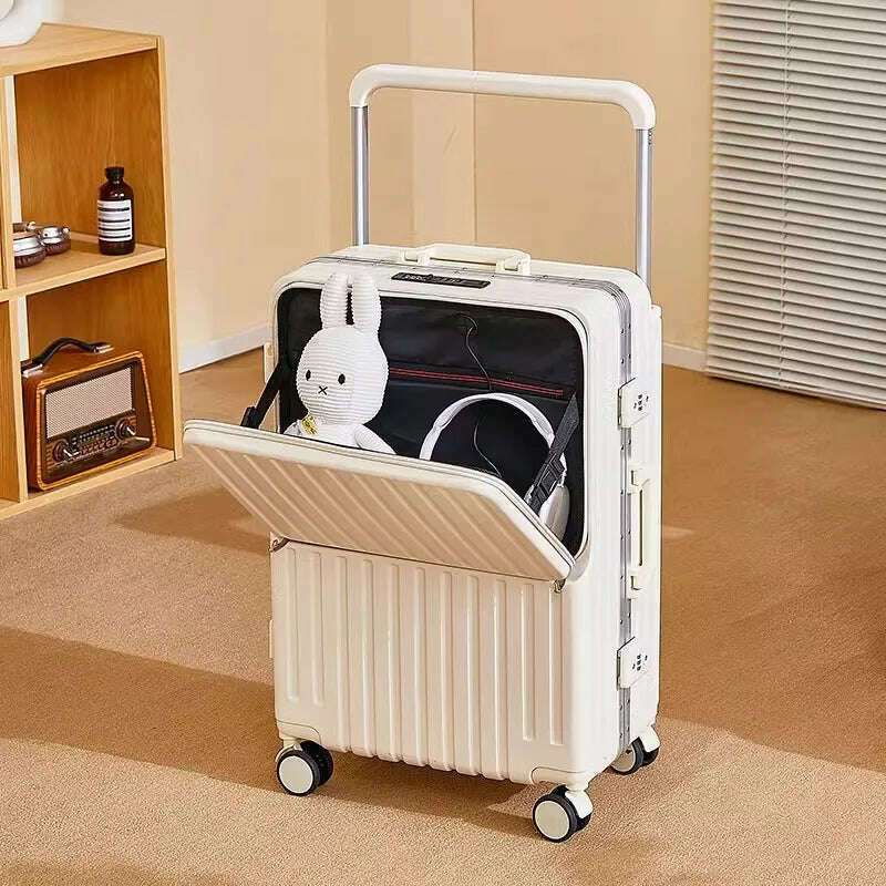 KIMLUD, Wide Handle Front Opening Luggage 20" Suitcase Laptop Bag Multifunction Password Trolley Case Carrier 28-inch Large Capacity, Aluminum frame / 20 inch, KIMLUD APPAREL - Womens Clothes