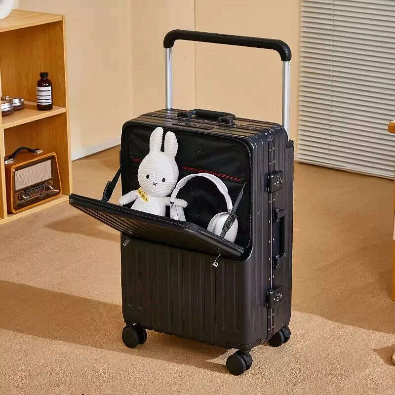 KIMLUD, Wide Handle Front Opening Luggage 20" Suitcase Laptop Bag Multifunction Password Trolley Case Carrier 28-inch Large Capacity, Aluminum frame 1 / 22 inch, KIMLUD APPAREL - Womens Clothes