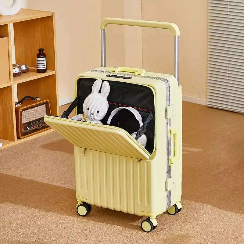 KIMLUD, Wide Handle Front Opening Luggage 20" Suitcase Laptop Bag Multifunction Password Trolley Case Carrier 28-inch Large Capacity, Aluminum frame 2 / 22 inch, KIMLUD APPAREL - Womens Clothes