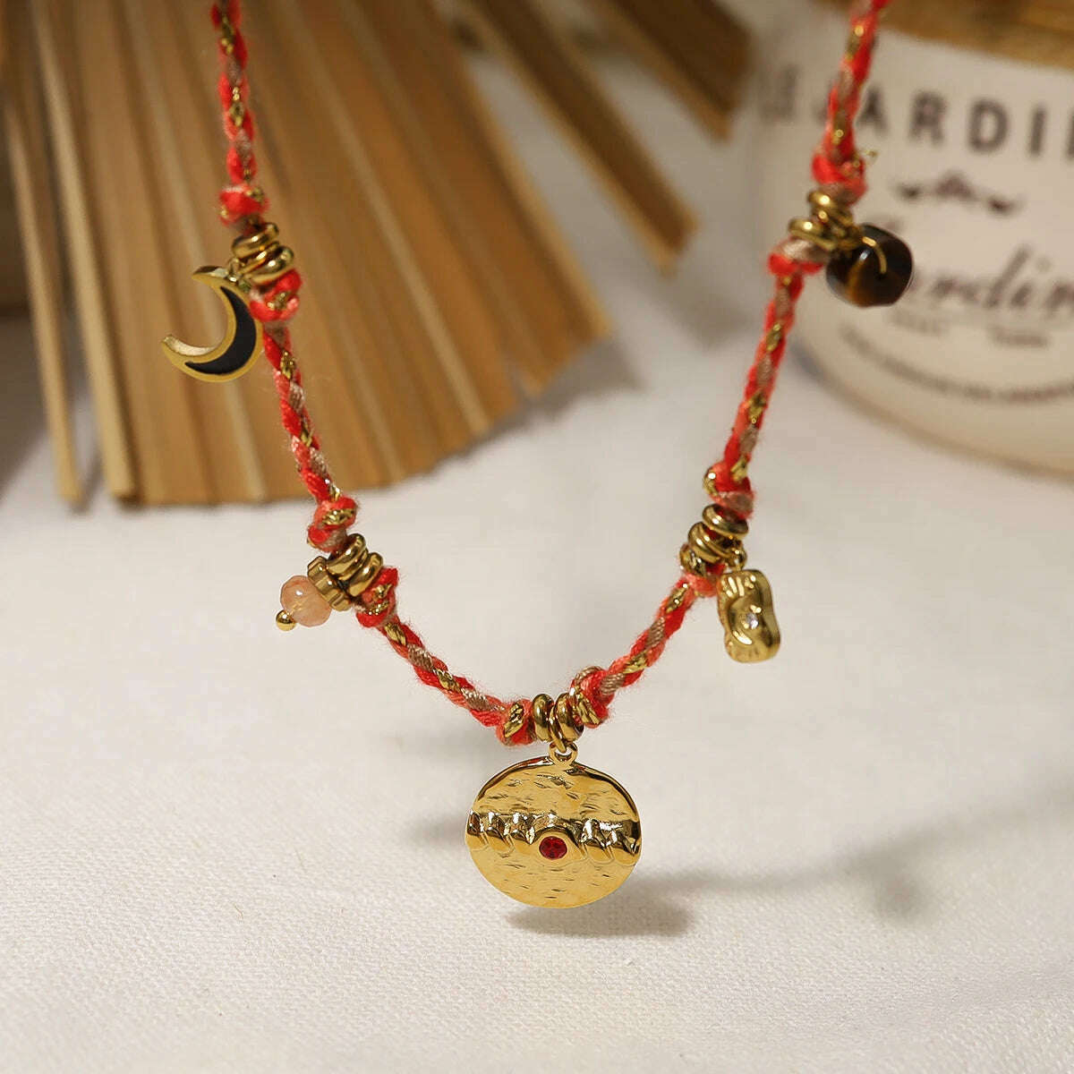 WILD & FREE Vintage Stainless Steel Charms Necklaces for Women Boho Pink Blue Rope Chains Bracelets Trendy Jewelry Sets - KIMLUD