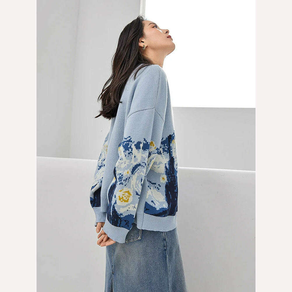 Winter Cardigan for Women 2023 Designer Knitted Sweater Coat Female New Fashion Printing Thick V-neck Casual Oversize Jumpers - KIMLUD
