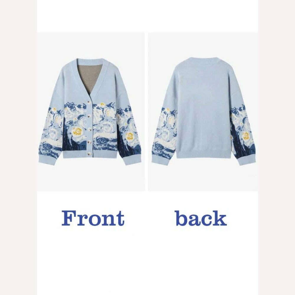 Winter Cardigan for Women 2023 Designer Knitted Sweater Coat Female New Fashion Printing Thick V-neck Casual Oversize Jumpers - KIMLUD