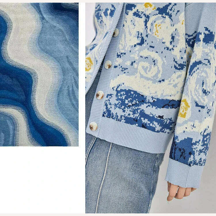 Winter Cardigan for Women 2023 Designer Knitted Sweater Coat Female New Fashion Printing Thick V-neck Casual Oversize Jumpers - KIMLUD