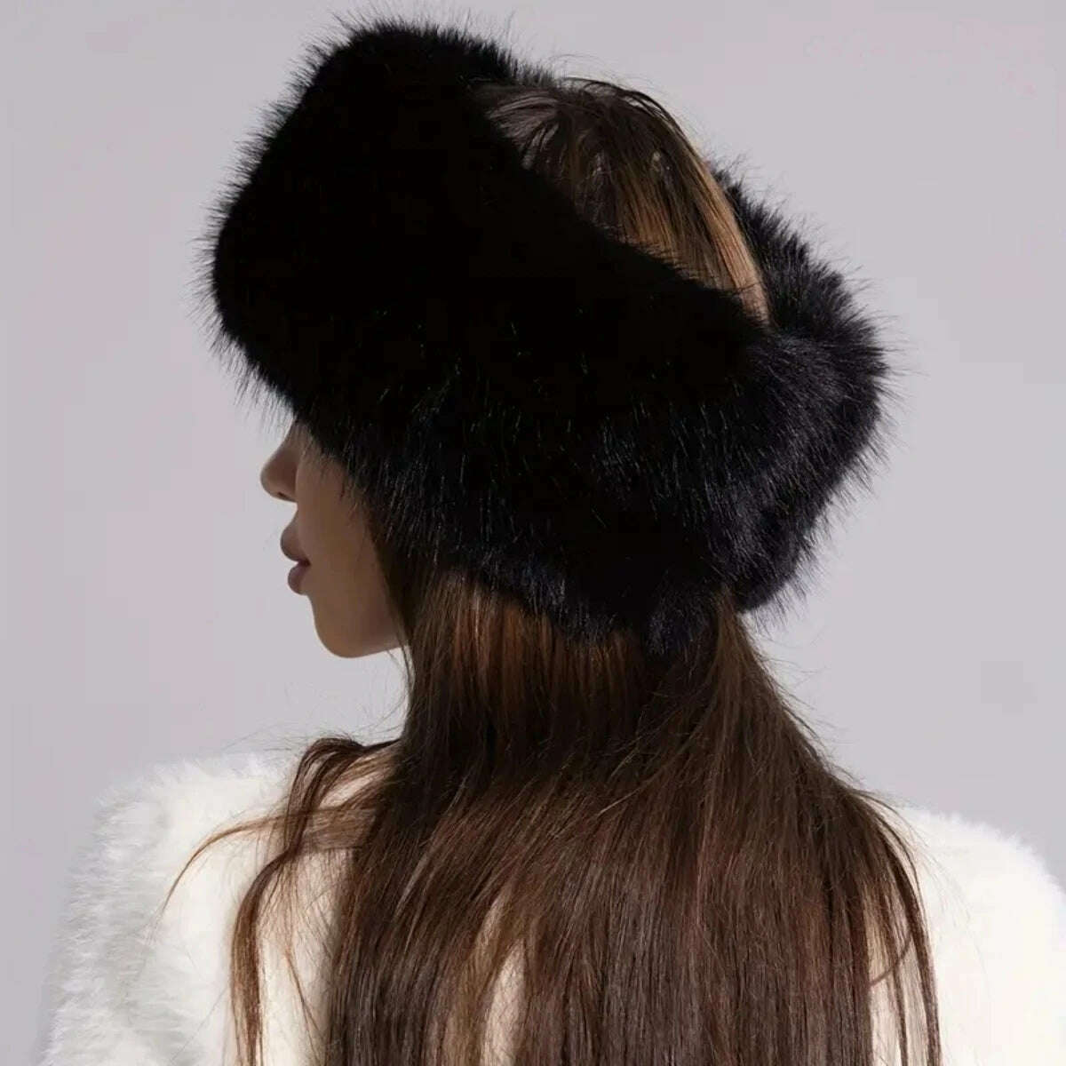 Winter lmitation Fur Thickened Hat Without Top Hat, BreathableComfortable Outdoor Travel Brimless Hat - KIMLUD