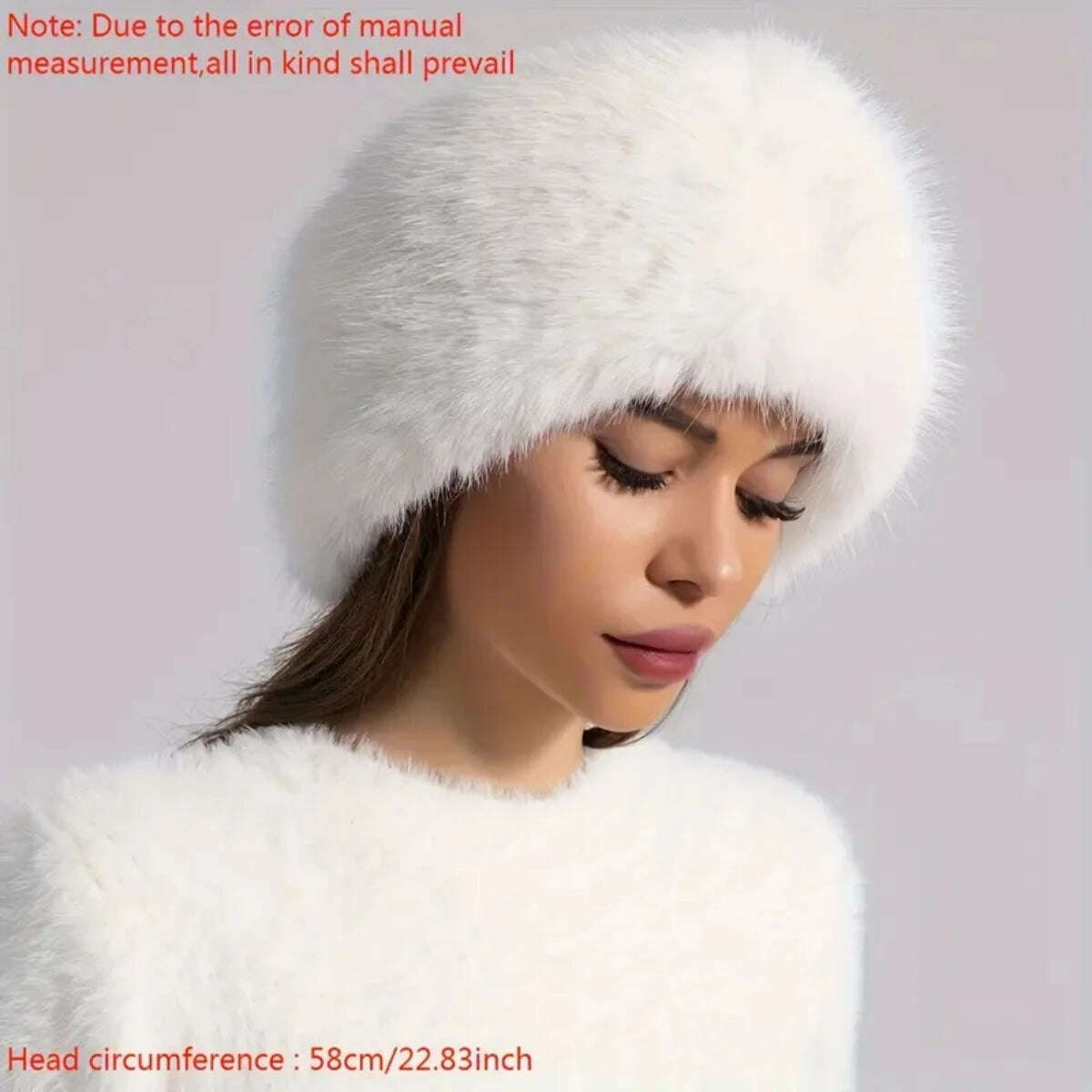 Winter lmitation Fur Thickened Hat Without Top Hat, BreathableComfortable Outdoor Travel Brimless Hat - KIMLUD