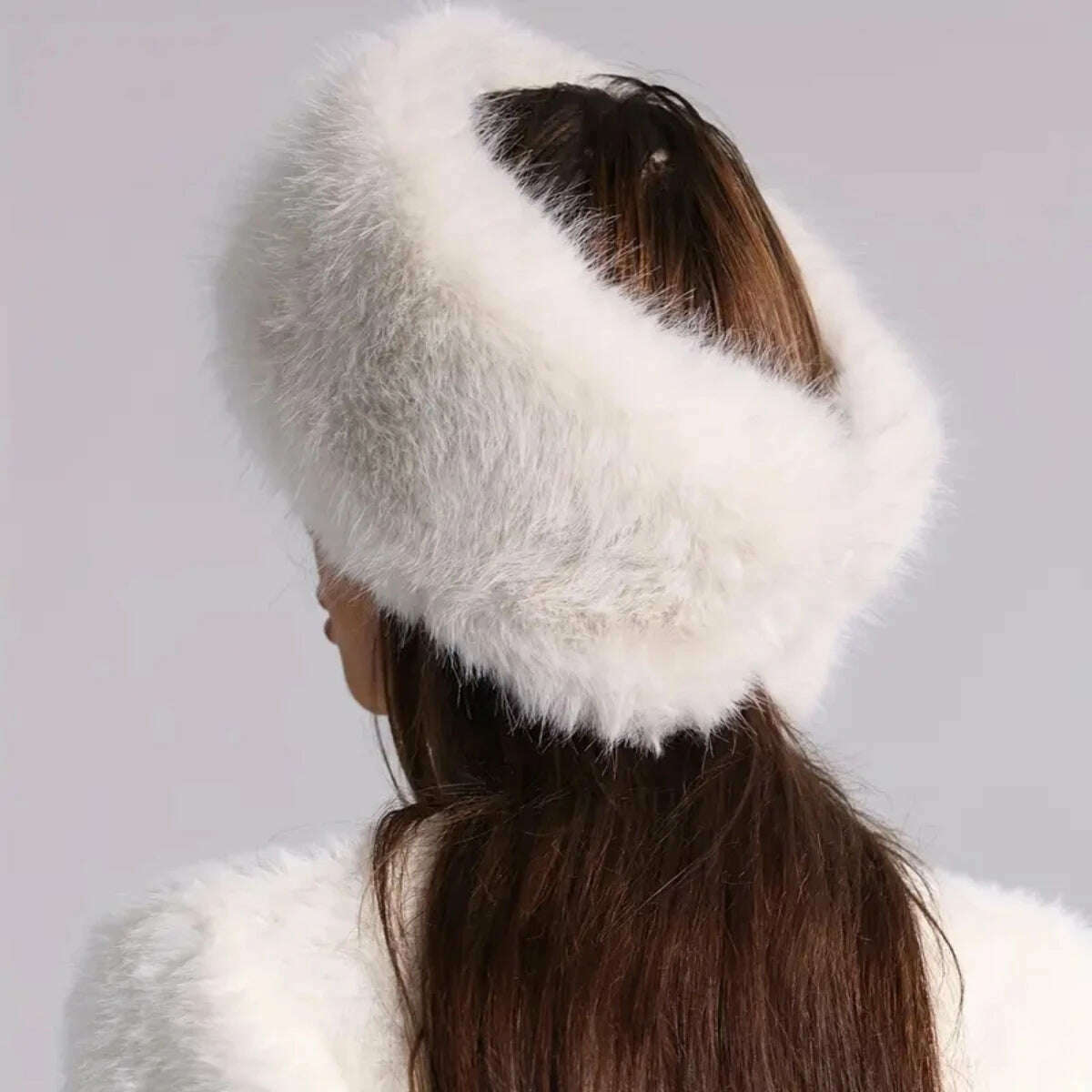 Winter lmitation Fur Thickened Hat Without Top Hat, BreathableComfortable Outdoor Travel Brimless Hat - KIMLUD