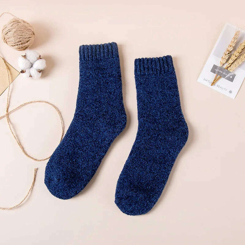 Winter Men&#39;s Merino Wool Socks Super Thick Warm High Quality Harajuku Retro Snow Casual Antifreeze Cashmere Socks Men 3 Pair - KIMLUD