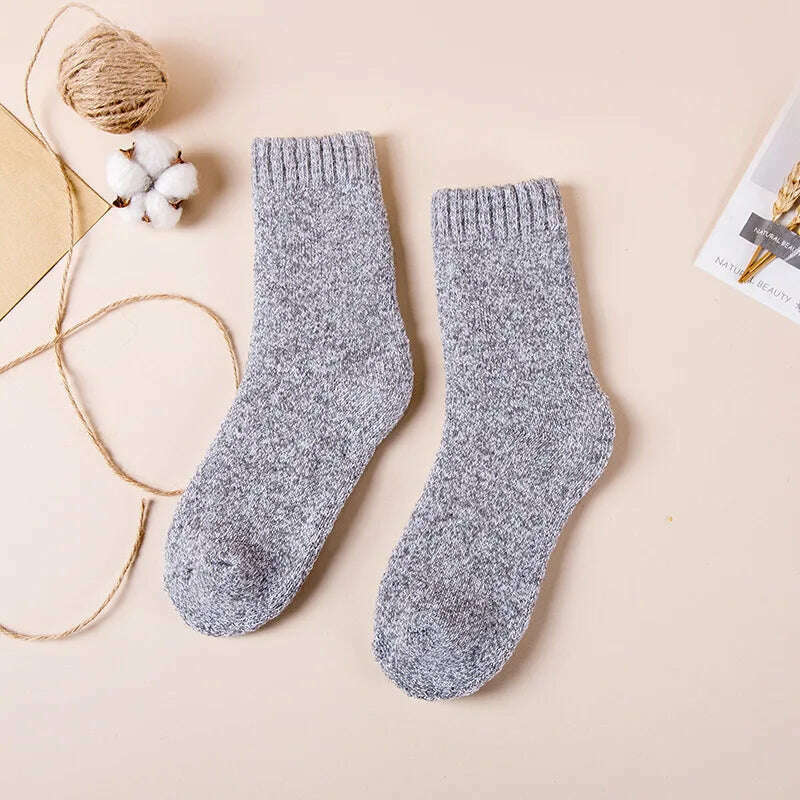 Winter Men&#39;s Merino Wool Socks Super Thick Warm High Quality Harajuku Retro Snow Casual Antifreeze Cashmere Socks Men 3 Pair - KIMLUD