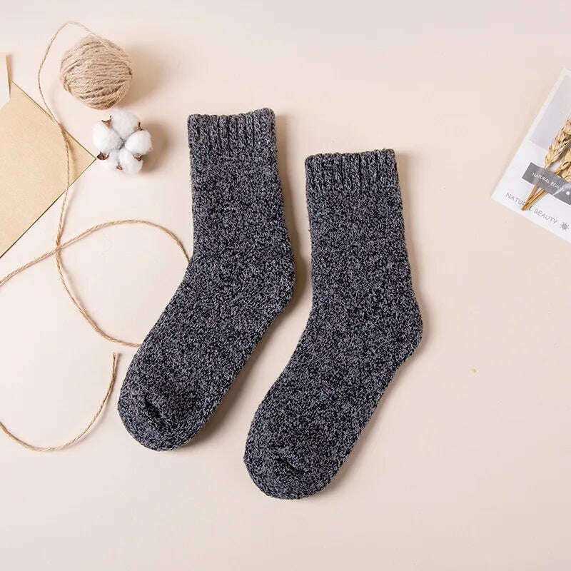 Winter Men&#39;s Merino Wool Socks Super Thick Warm High Quality Harajuku Retro Snow Casual Antifreeze Cashmere Socks Men 3 Pair - KIMLUD