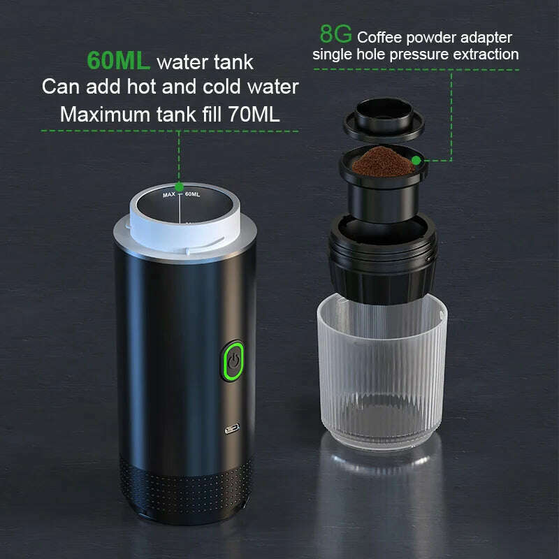 KIMLUD, Wireless Electric Portable Espresso Coffee Machine for Car & Home Camping Coffee Maker 3-in-1 Capsule Powder Travel Coffee Maker, KIMLUD Womens Clothes