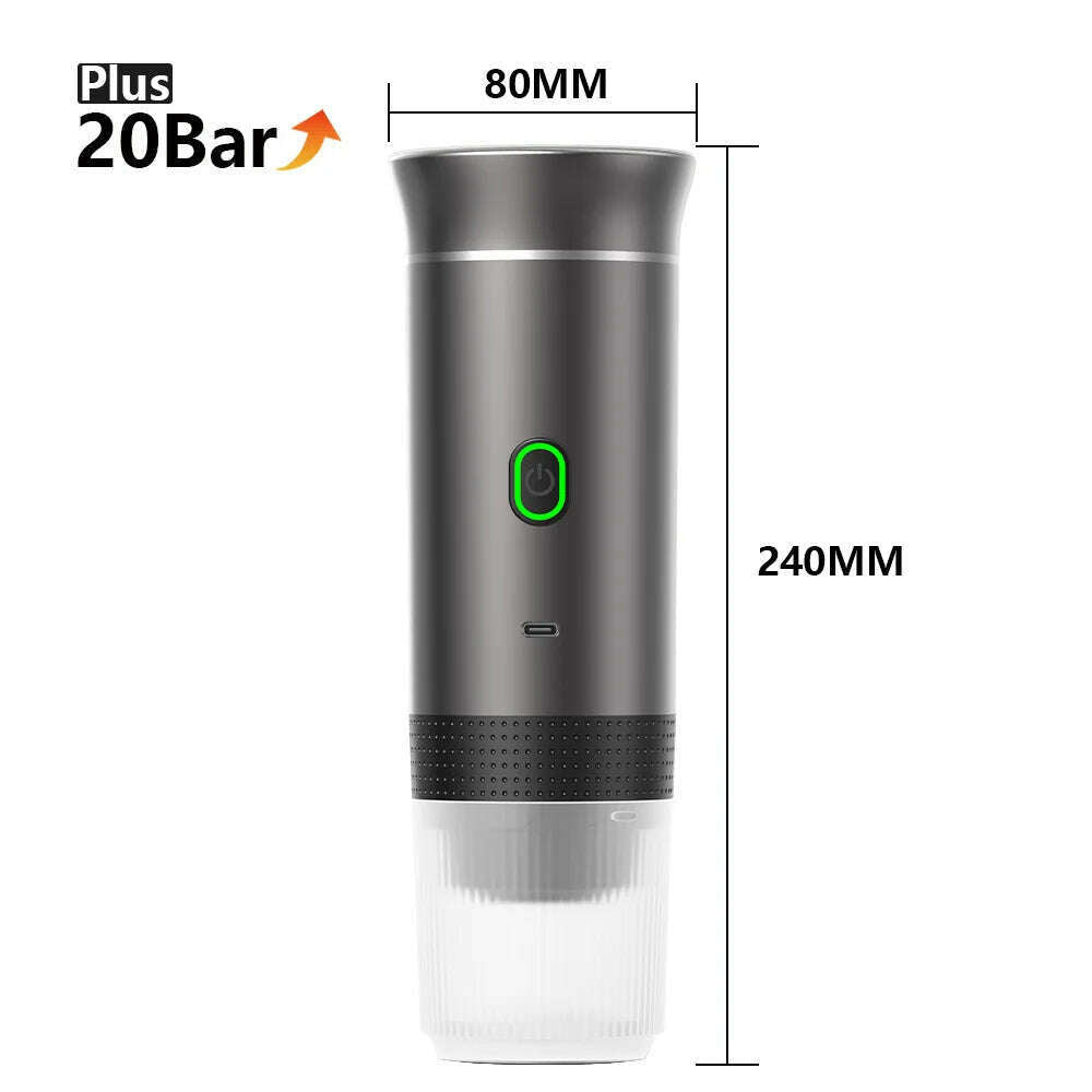KIMLUD, Wireless Electric Portable Espresso Coffee Machine for Car & Home Camping Coffee Maker 3-in-1 Capsule Powder Travel Coffee Maker, Metallic grey, KIMLUD APPAREL - Womens Clothes