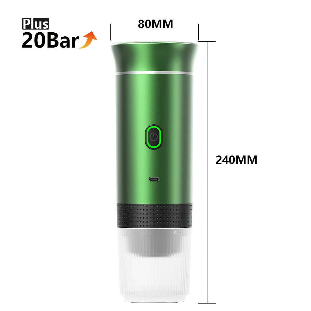 KIMLUD, Wireless Electric Portable Espresso Coffee Machine for Car & Home Camping Coffee Maker 3-in-1 Capsule Powder Travel Coffee Maker, Metallic green, KIMLUD APPAREL - Womens Clothes